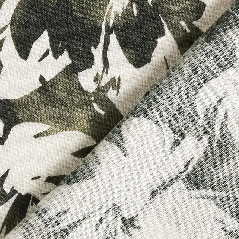 Tecido de viscose Rosas selvagens em aguarela – pinheiro escuro/branco sujo,  image number 4