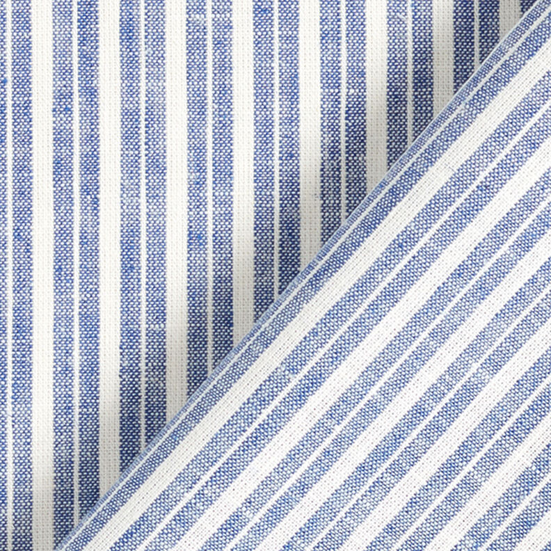Mistura de linho e algodão Riscas largas – azul ganga/branco sujo,  image number 4