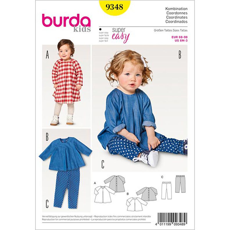 Vestido para bebé | Blusa | Calças, Burda 9348 | 68 - 98,  image number 1