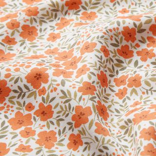 Tecido para decoração Cetim de algodão Mar floral – laranja-pêssego/branco, 