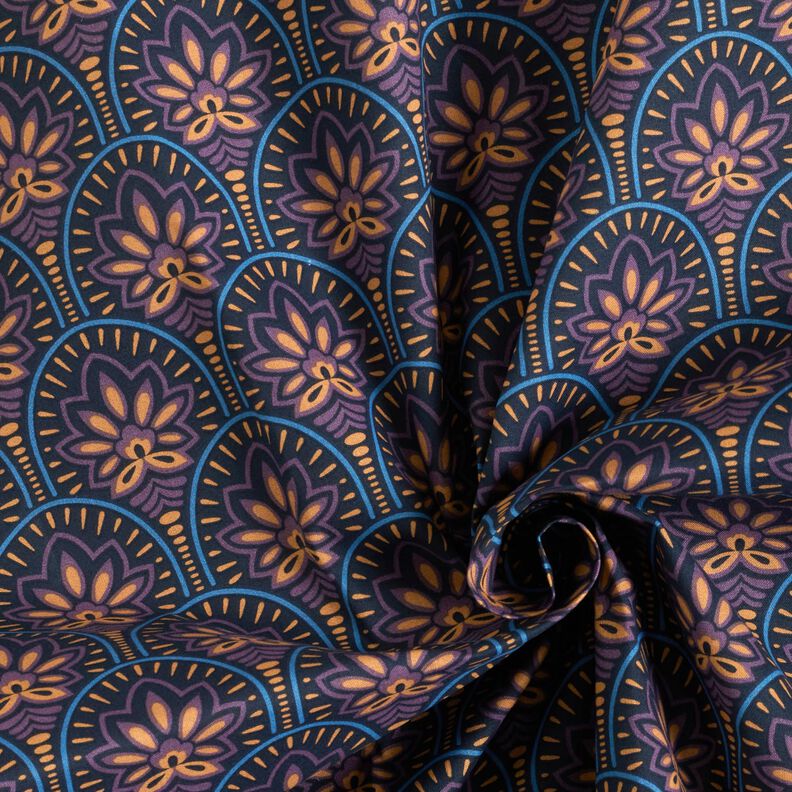 Algodão revestido Leques abstratos – azul-noite,  image number 4