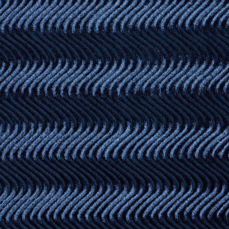 Veludo Stretch Ondas em relevo – azul-marinho,  image number 1