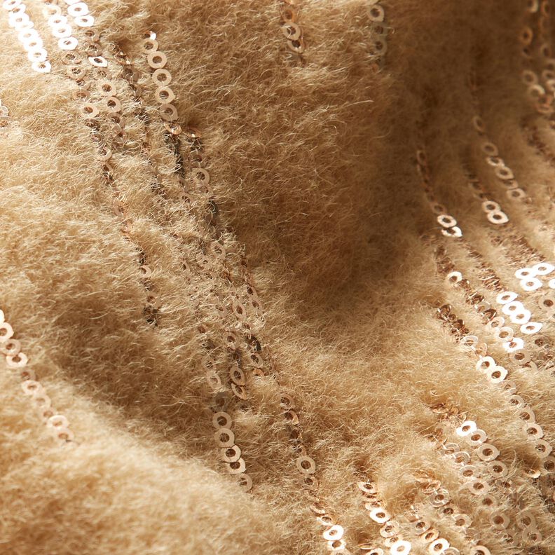 Malha para sobretudos com riscas com lantejoulas – bege,  image number 3