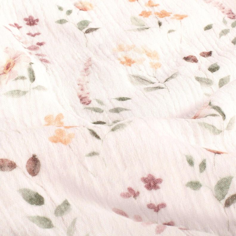 Musselina/ Tecido plissado duplo Prado selvagem Impressão Digital – branco,  image number 2