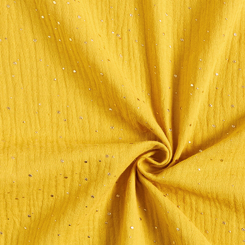 Algodão Musselina Sarapintas douradas espalhadas – amarelo-caril/dourado,  image number 3