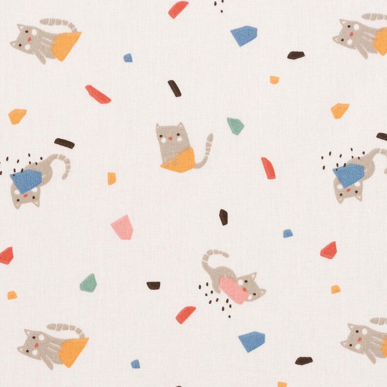 Popelina de algodão Gatos Confete – marfim/taupe claro,  image number 1
