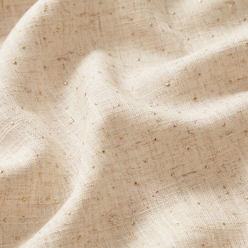 Mix de linho e viscose Pintas brilhantes – amêndoa/ouro metálico,  image number 2