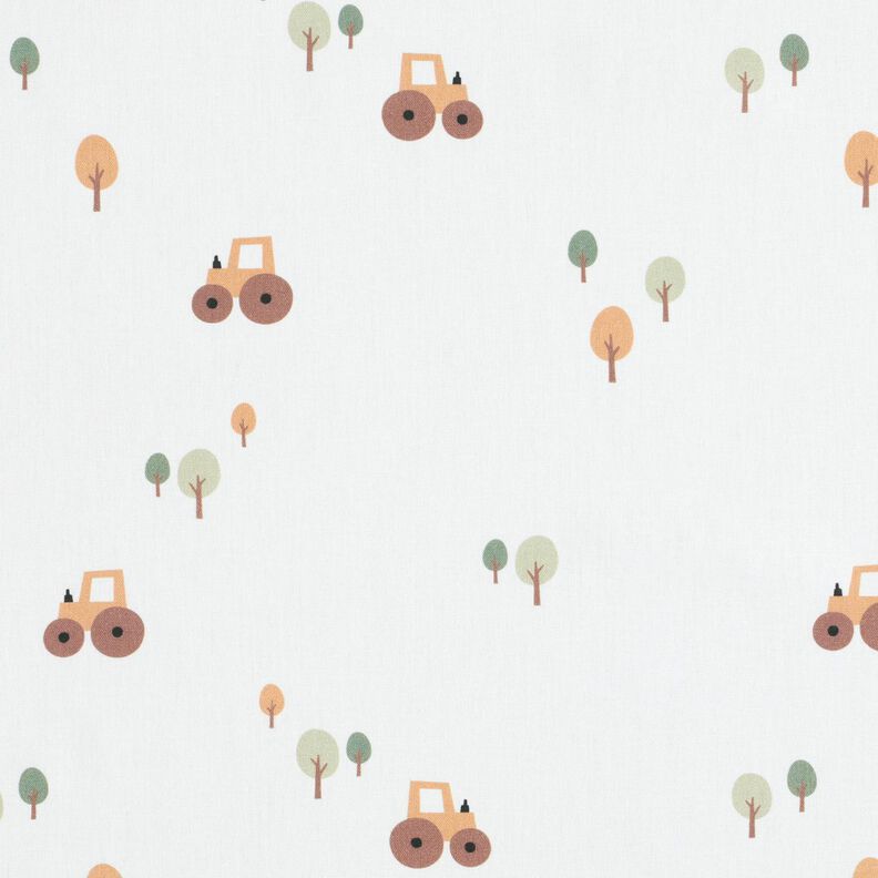 Popelina de algodão Trator num campo vasto – marfim,  image number 1