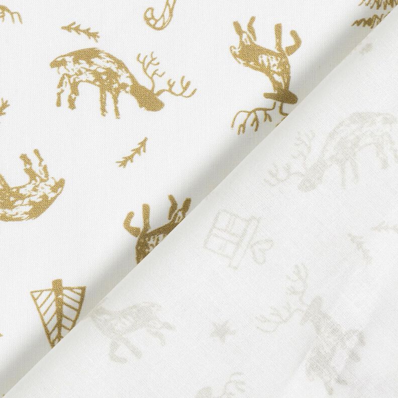 Tecido de algodão Cretone Renas e estrelas – marfim/dourado,  image number 4