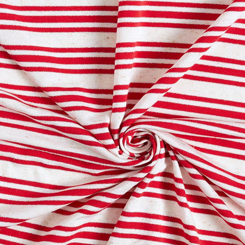Jersey de viscose Riscas brilhantes irregulares – branco sujo/vermelho,  image number 3