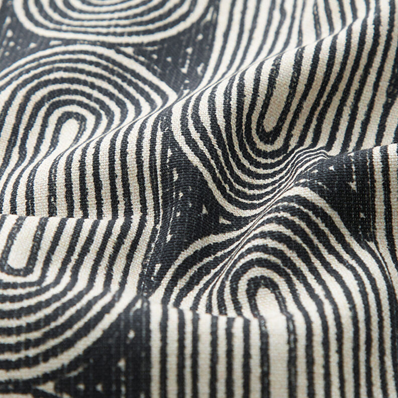 Tecido para decoração Meio linho Panamá Arcos – preto/natural,  image number 2