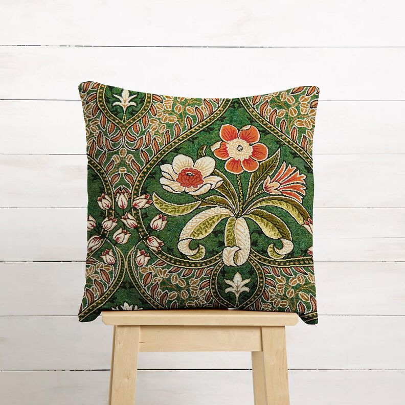 Tecido para decoração Gobelina Ornamentos florais – verde/laranja-claro,  image number 7