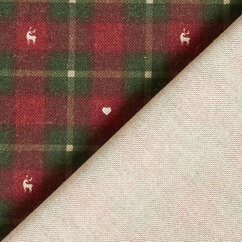 Tecido para decoração Meio linho Panamá Xadrez com corações – vermelho escuro/pinheiro escuro,  image number 4
