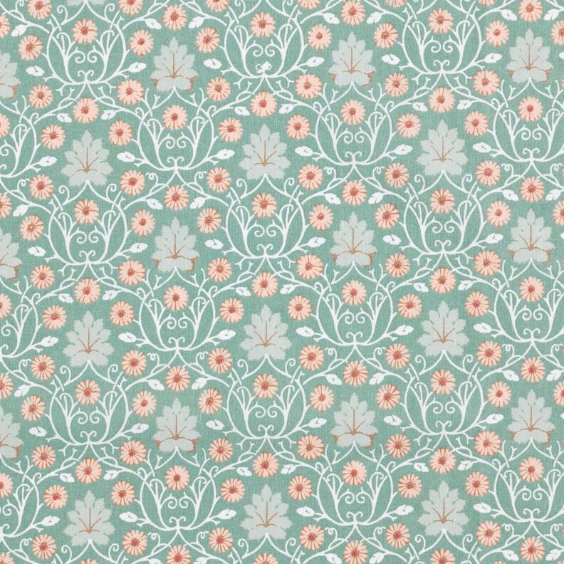 Algodão revestido Gavinhas de folhas delicadas – eucalipto/rosé,  image number 1