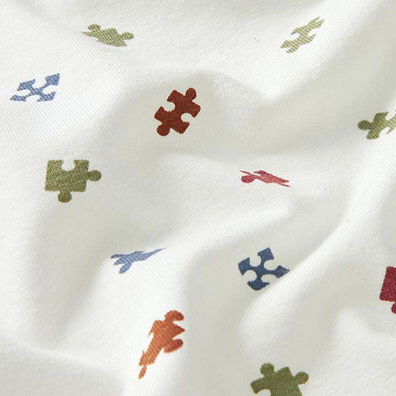 Pacote de tecido Jersey Peças de puzzle – branco sujo,  image number 3