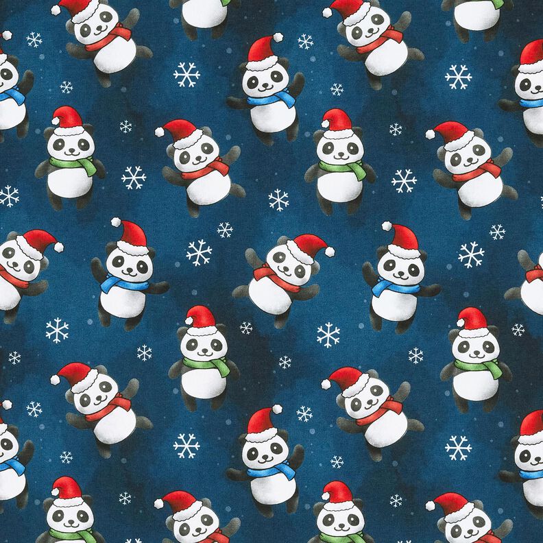 Jersey de algodão Panda em espírito natalino | Glitzerpüppi – azul-noite/cor de malagueta,  image number 1