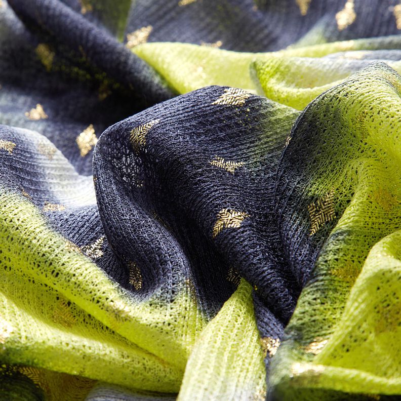 Renda em tricot Batik e losangos dourados – azul-marinho/amarela néon,  image number 5