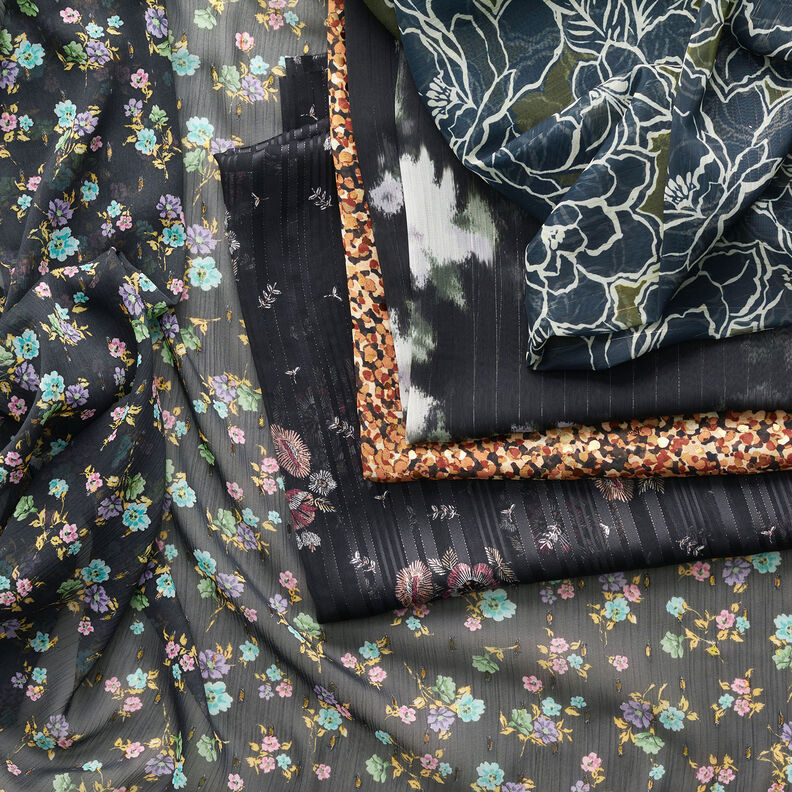 Chiffon Riscas de giz brilhantes Look Batik – preto/branco,  image number 6