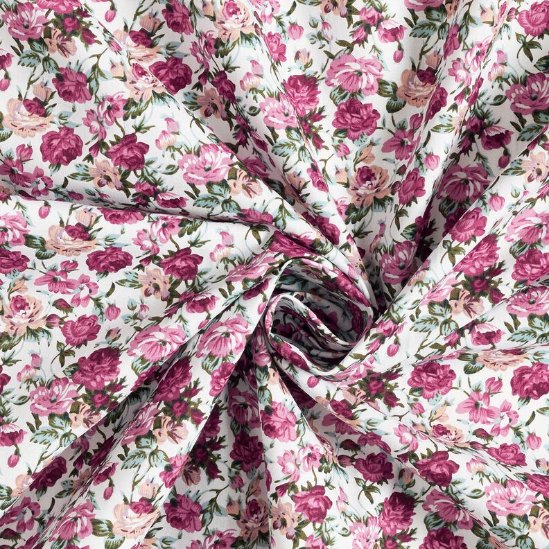Popelina de algod&atilde;o Rosas selvagens &ndash; branco/malva,  image number 3