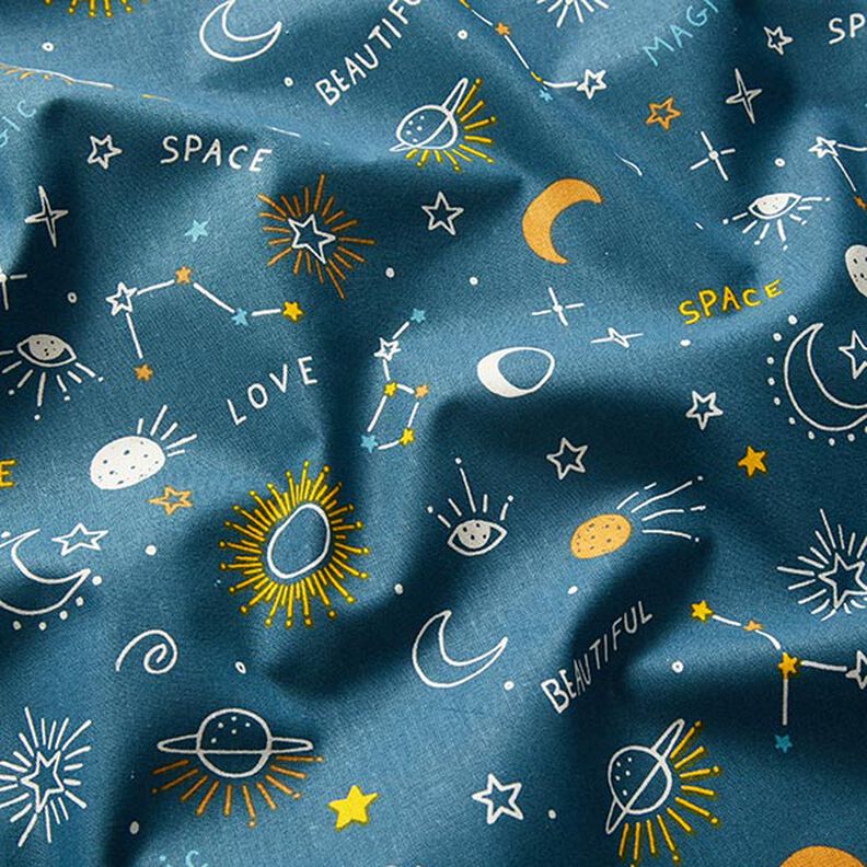 Tecido de algodão Cretone Constelações – azul-oceano,  image number 2