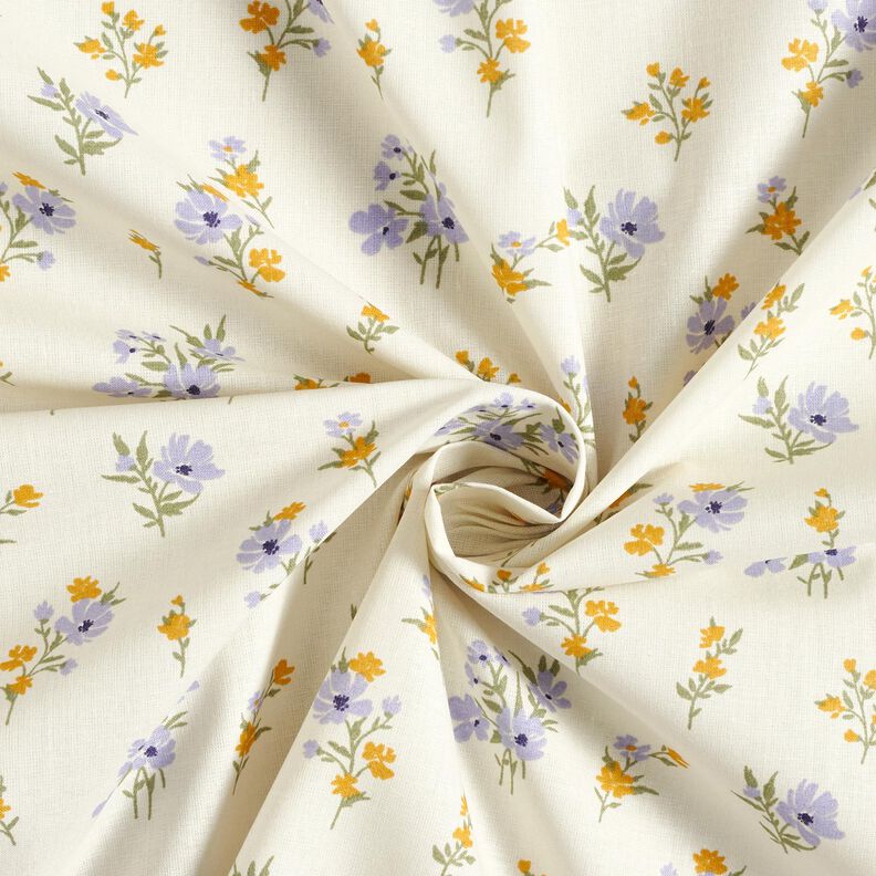Tecido de algodão Cretone Florzinhas Mini – creme/lilás,  image number 3
