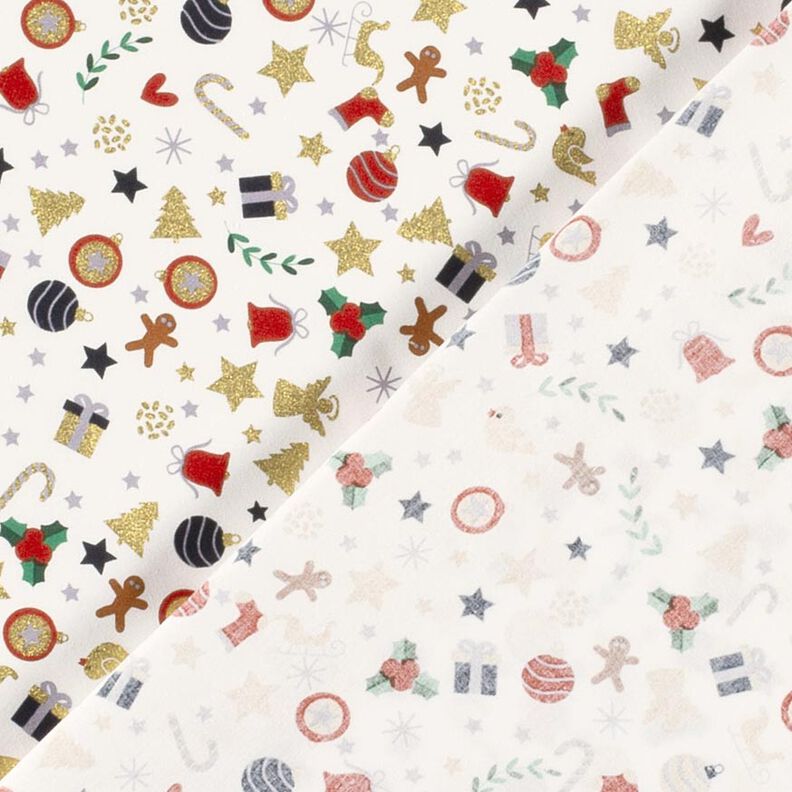 Tecido de algodão Popelina Pequenos desenhos de Natal – bege claro/dourado,  image number 4