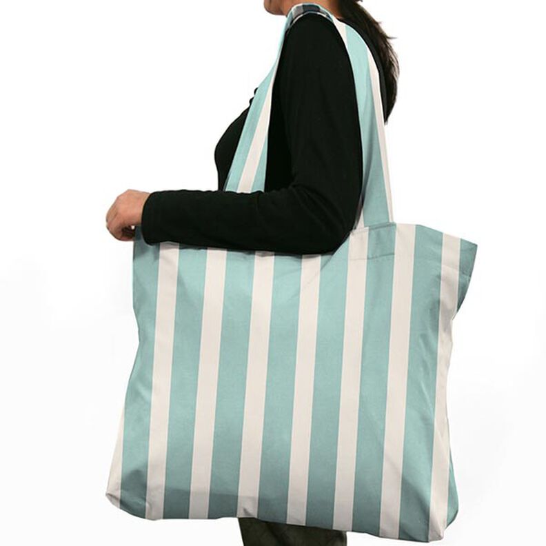 Tecido para exteriores Acrisol Listado – branco sujo/turquesa,  image number 5