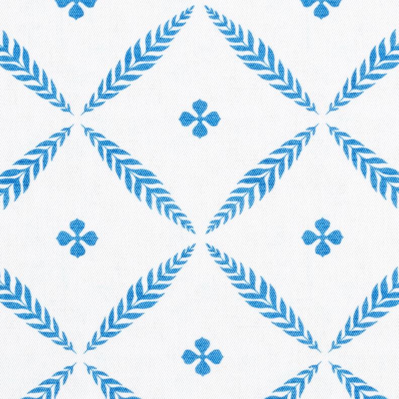 Tecido para decoração Sarja de algodão Losangos elegantes  – branco/azul,  image number 1
