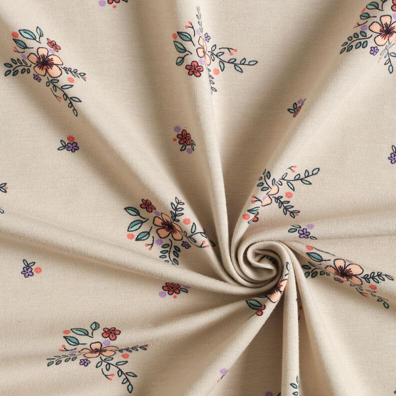GOTS Jersey de algodão Flores espalhadas | Poppy Fabrics – amêndoa,  image number 3