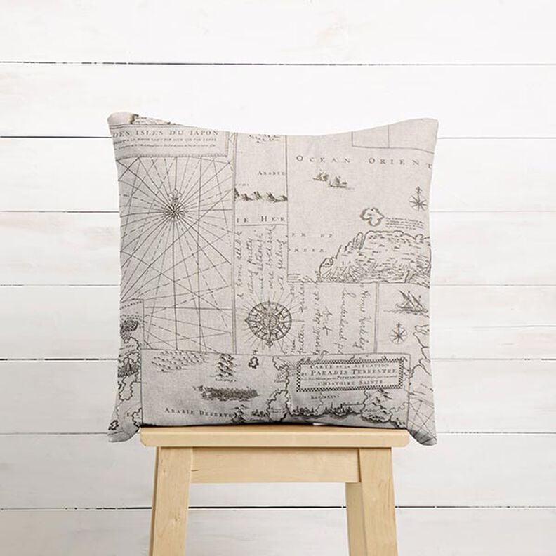 Tecido para decoração Meio linho Panamá Carta náutica – natural,  image number 9