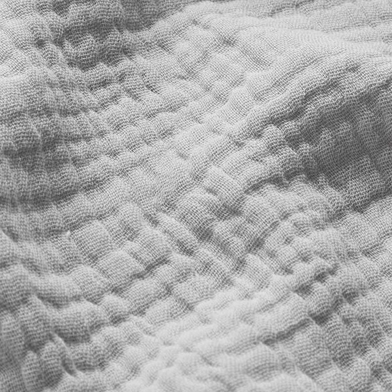 GOTS Musselina de algodão de três camadas – cinzento claro,  image number 3
