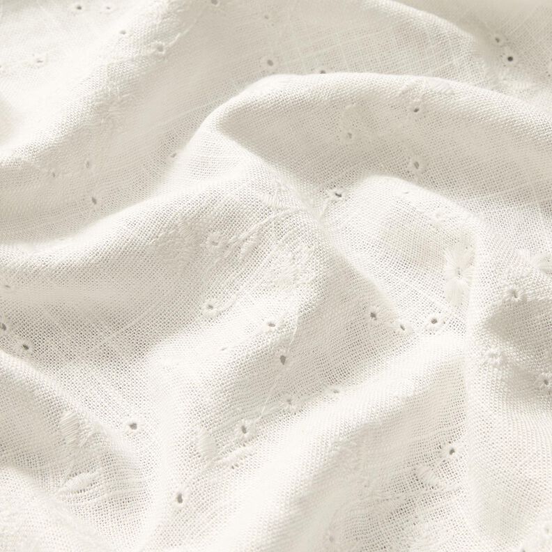 Mix de linho e viscose Bordado inglês Gavinhas florais – marfim,  image number 2