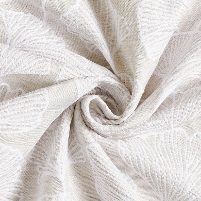 Tecido para decoração Jacquard Ginkgo grande – cinzento-névoa/marfim,  image number 3