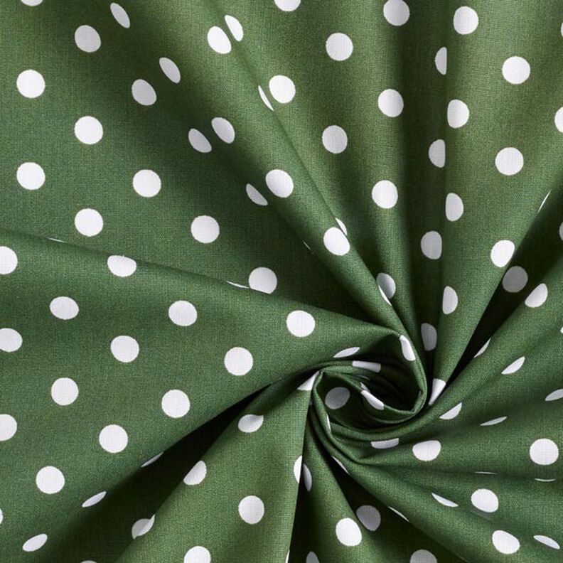 Popelina de algodão pintas grandes – verde escuro/branco,  image number 5