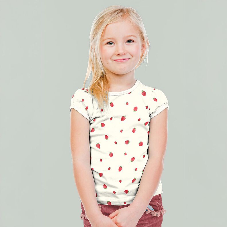 GOTS Jersey de algod&atilde;o Aguarela Morangos Impress&atilde;o Digital &ndash; marfim,  image number 7