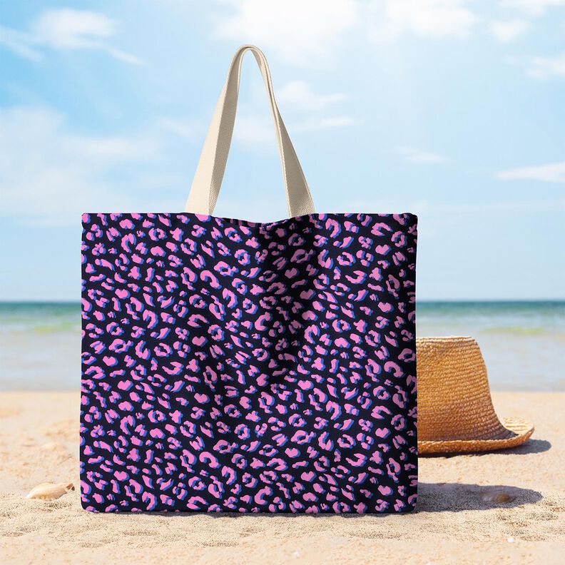 Algodão revestido Leo abstrato | Poppy Fabrics – azul-noite/pink,  image number 5