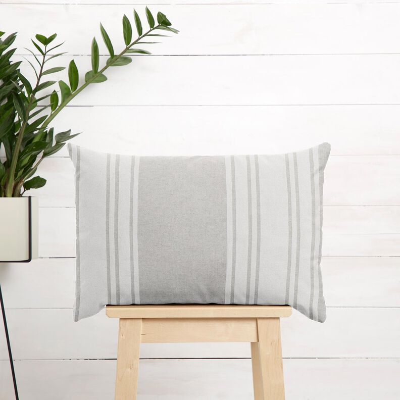 Tecido para decoração Panamá Riscas grossas – branco sujo/cinzento-névoa,  image number 7