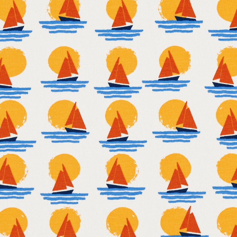 Sweatshirt cardada Veleiros ao pôr do sol – branco/azul,  image number 1