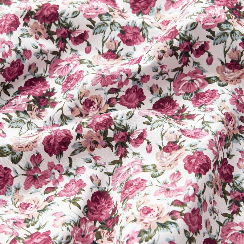 Popelina de algod&atilde;o Rosas selvagens &ndash; branco/malva,  image number 2