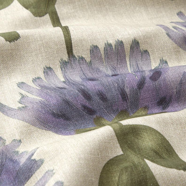 Tecido para decoração Meio linho Panamá Trevo florido – cinza claro/taupe claro,  image number 6