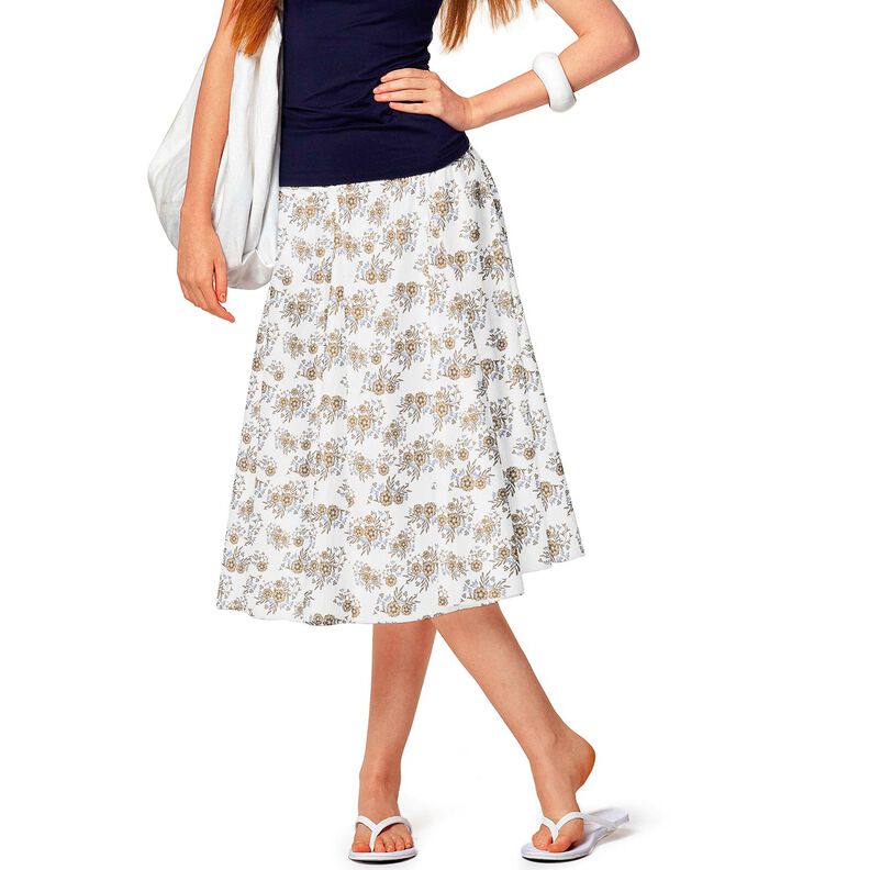 Popelina de algodão Ramos de flores delicados – branco/castanho claro,  image number 6