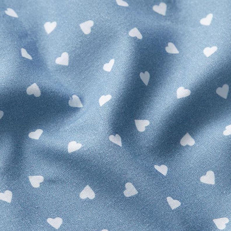 Corações espalhados de popeline de algodão orgânico – jeans azul claro,  image number 2