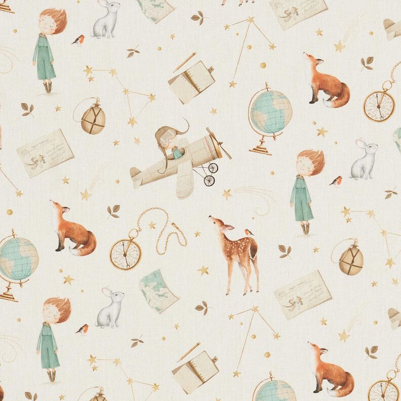 Popelina de algodão Pequeno explorador Impressão Digital – marfim,  image number 1