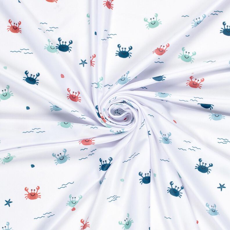 Tecido para fatos de banho UPF50 Caranguejos felizes – branco/lagosta,  image number 3