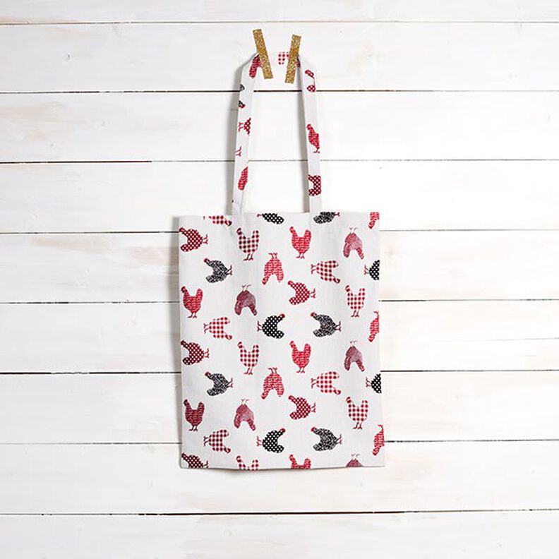 Tecido de algod&atilde;o Cretone Galinhas &ndash; branco sujo/cor de malagueta,  image number 6