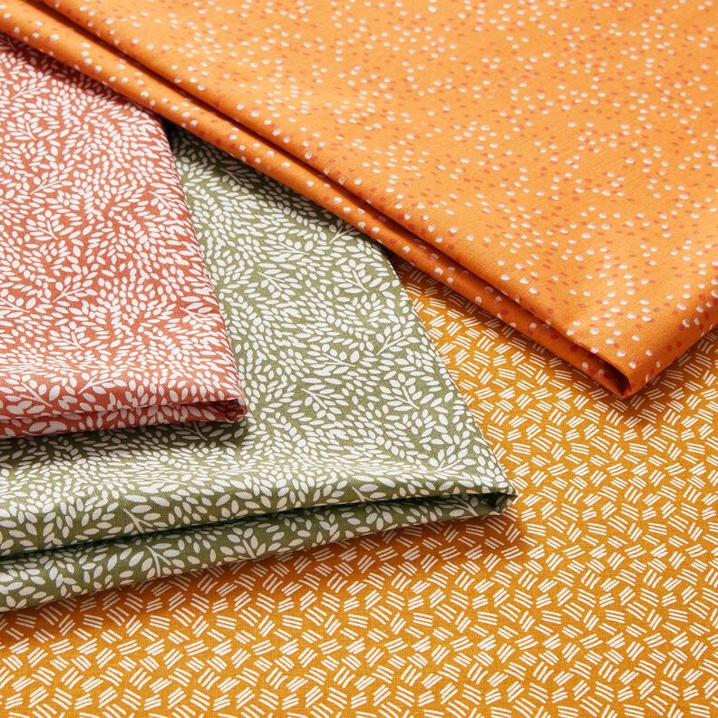 Tecido de algodão Cretone Mini folhas – lagosta/branco,  image number 5