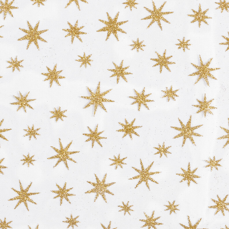 Tule Estrelas brilho – branco/dourado,  image number 1