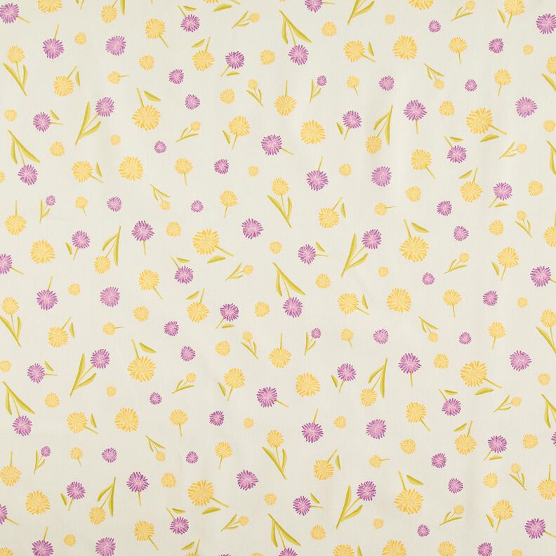 Tecido para decoração Meio linho Panamá Pequenas flores de primavera – branco sujo/amarelo-baunilha,  image number 1