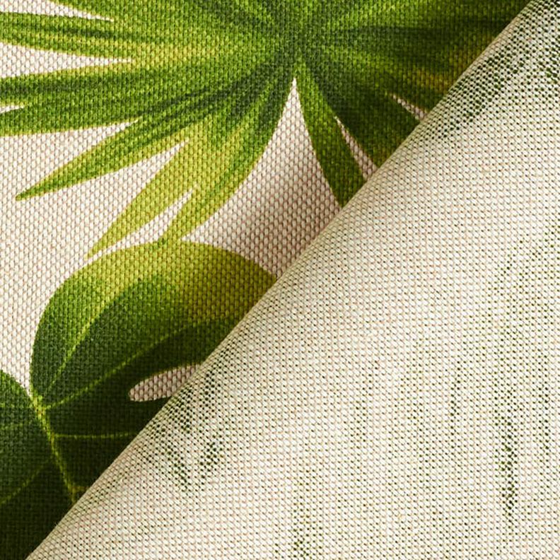 Tecido para decoração Meio linho Panamá folhas costela-de-adão – natural/verde,  image number 4