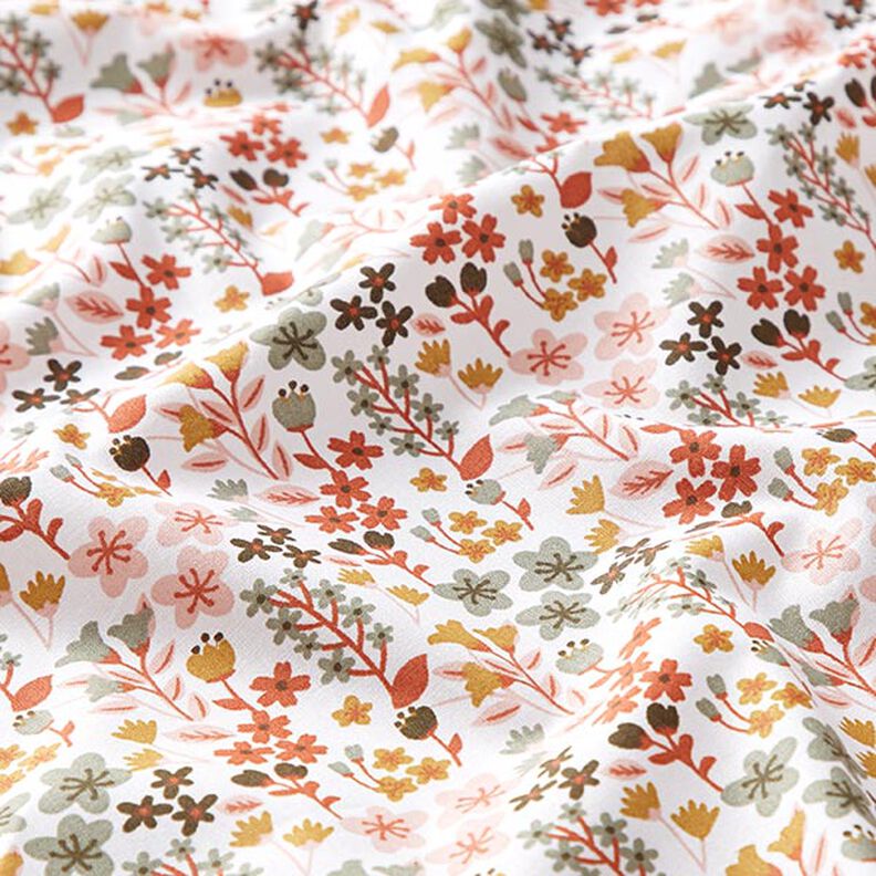 Tecido de algodão Cretone Flores delicadas – laranja/branco,  image number 2